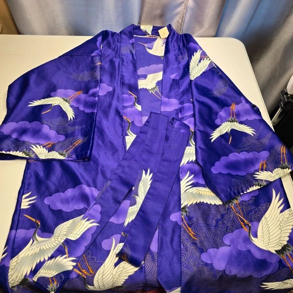 Robe purple with cranes one size 35in long